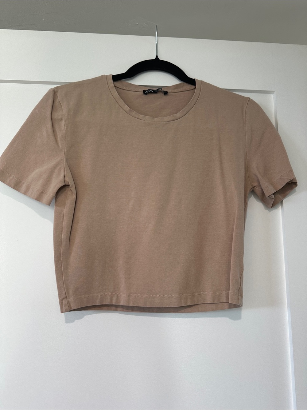 Zara Short Sleeve Crop Tee - Taupe